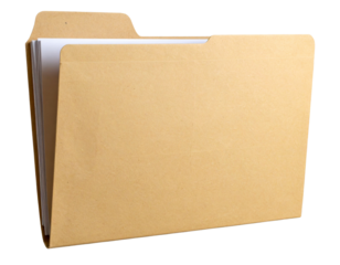 Classic Manilla File Folder, Side View, Isolated on Transparent Background