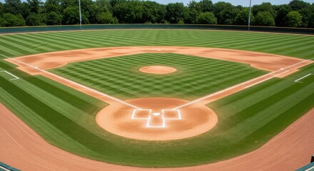 Perfectly Maintained Baseball Field Ready for Game Time