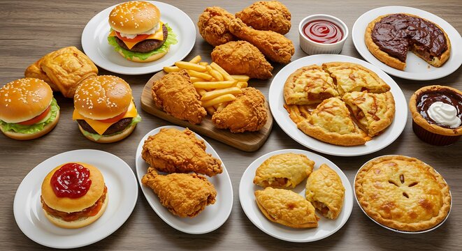 A delicious spread of fast food favorites 