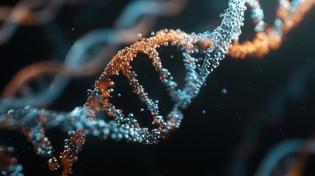glowing dna double helix strand