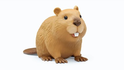 Charming 3D Animated Beaver Character Rotates Playfully on White Background