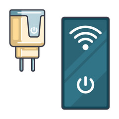 Smart Home Devices &ndash; Vector Illustration of Plug and Controller. Smart Home Devices &ndash; Vector Illustration of Plug and Controller