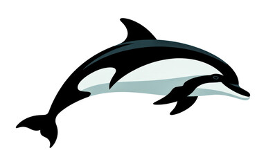 Naklejka premium Orca killer whale jumping with calf illustration