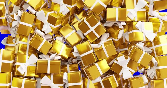 golden gift boxes on isolated background