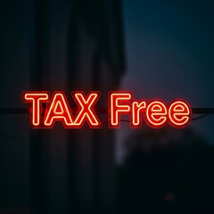 Red neon sign that says "tax free".