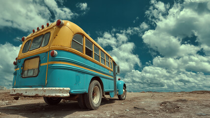 Generated imageA close-up shot captures a bright yellow school bus parked quietly on the roadside, its worn tires and reflective surface hinting at daily journeys past