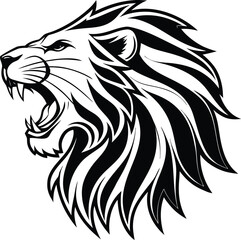 Obraz premium lion vector, lion illustration, lion head vector, wild animal vector, roaring lion, tribal lion vector, lion logo design, king of jungle, majestic lion, safari animal vector, lion face art