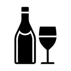 Icon of a Wine Bottle and Glass Symbolizing Celebration and Enjoyment