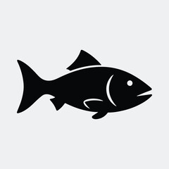 Silhouette of a simple fish profile aquatic animal vector illustration