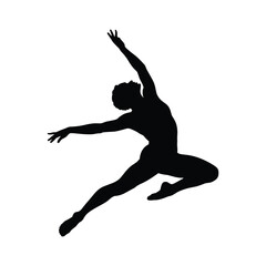 Graceful silhouette of a dancer in mid leap