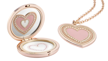 Heart locket jewelry isolated on transparent background