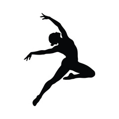 Graceful silhouette of a dancer in mid leap
