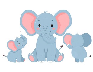 Cute elephants, cartoon style