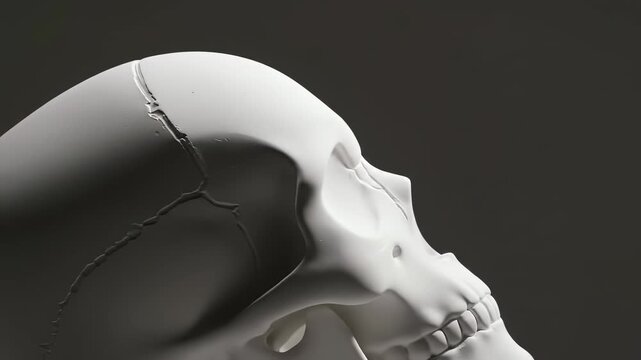 Realistic White Human Skull Side Profile Close-up, Anatomical Detail