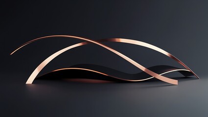 A matte black base with restrained, ultra-thin copper arcs intersecting in sophisticated curves. Refined, minimalist, and powerful.