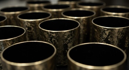 Closeup pattern of cylindrical metallic containers