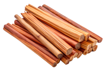 Pile of natural incense sticks isolated on transparent background