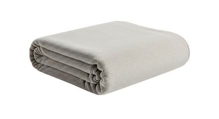 Cozy Folded Light Gray Blanket with Subtle Speckled Texture Isolated on Transparent Background for Comfort and Home Decor