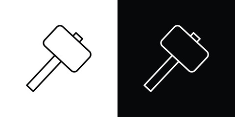 Wooden mallet icon line symbol concept, vector illustration