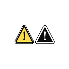 Yellow and black warning signs exclamation mark triangle