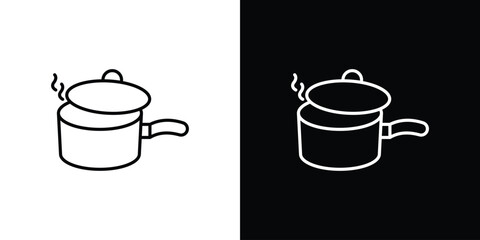 Sauce pan icon line symbol concept, vector illustration