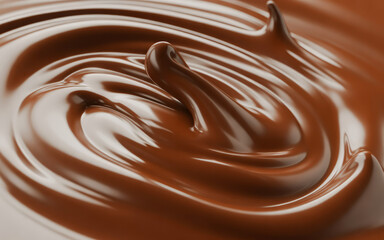 Swirling Melted Chocolate with Creamy Texture liquid