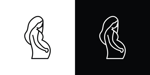 Pregnant woman icon line symbol concept, vector illustration