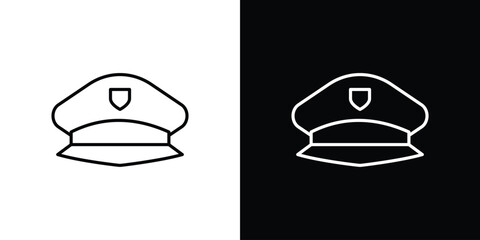 Police cap icon line symbol concept, vector illustration