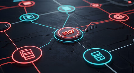 Digital Network Connections Glowing Circuit Board
