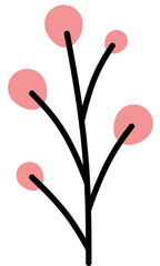 Minimalist Pink Blossom simple floral botanical flower vector 