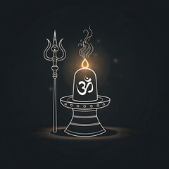 Pixel Art Lord Shiva Lingam with Trishul