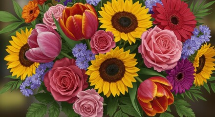 Colorful flower bouquet illustration