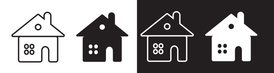Web home icon set in line and filled style