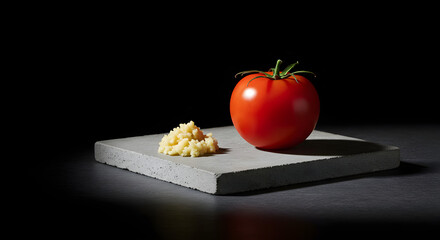 Fresh Tomato and Minced Garlic on Stone