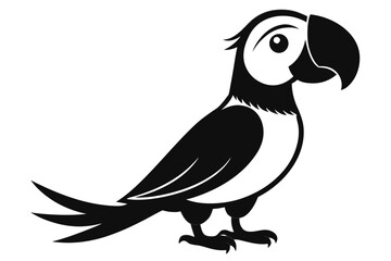 Silhouette Parrot Cartoon Isolated on White Background