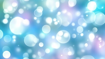 Fototapeta premium Luminous Bokeh Orbs Drifting Through a Serene Cyan and Lavender Haze