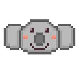 Pixel illustration of a head of a cute koala