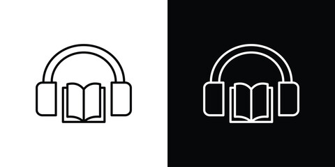 Audio book icon line symbol concept, vector illustration