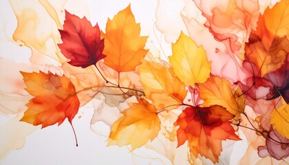 autumn leaves background　紅葉の絵画