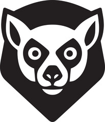 Obraz premium A contemporary black and white logo featuring a creative lemur head, highlighting its playful nature