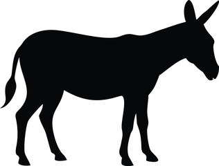 Standing donkey shows a silhouette figure on a white background, displaying unique form