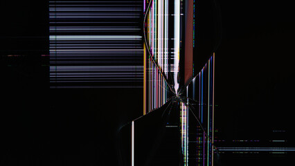 Detail of cracked glass of a broken LCD display
