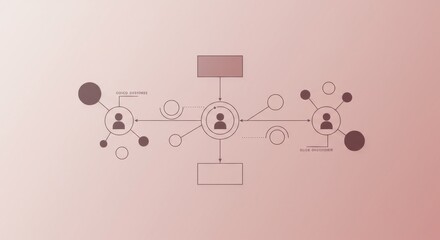 Minimalist network diagram displaying human connections and communication flow