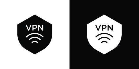 Vpn icon in flat style, filled black symbol