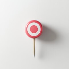 Pink target with a wooden stick on a white background.