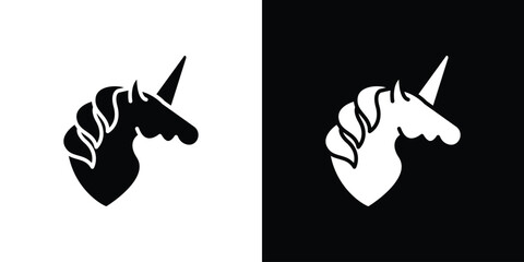 Unicorn icon in flat style, filled black symbol © ramsey
