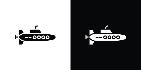 Submarine icon in flat style, filled black symbol