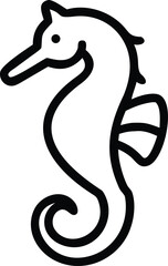 Seahorse Outline on White Background Black Thin Line Drawing Icon