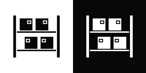 Storage rack icon in flat style, filled black symbol