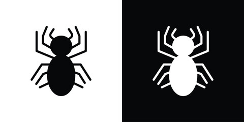 Spider icon in flat style, filled black symbol